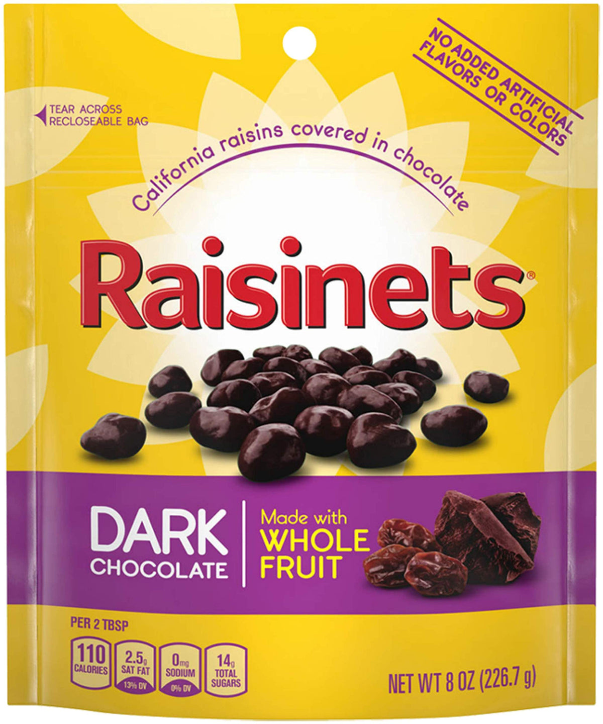 Raisinets dark chocolate raisin bag for on-the-go snacking.