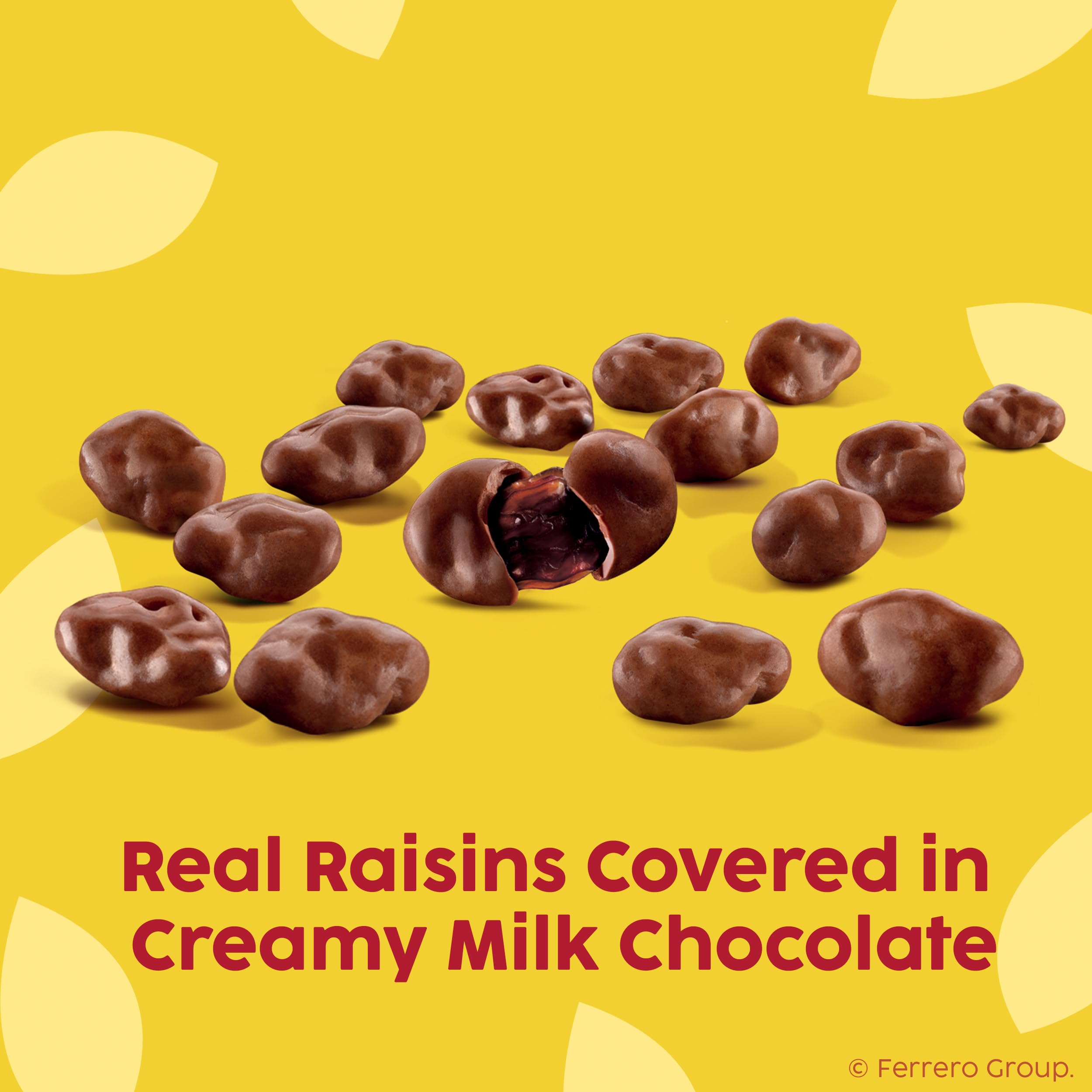 Raisinets ingredients label shows California raisins and no artificial colors.