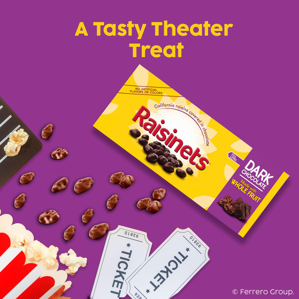 Raisinets movie night snack ready in resealable package