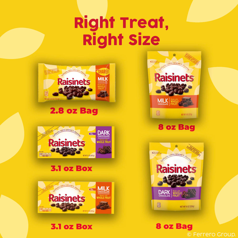 Raisinets resealable bag preserves freshness for anytime snacking