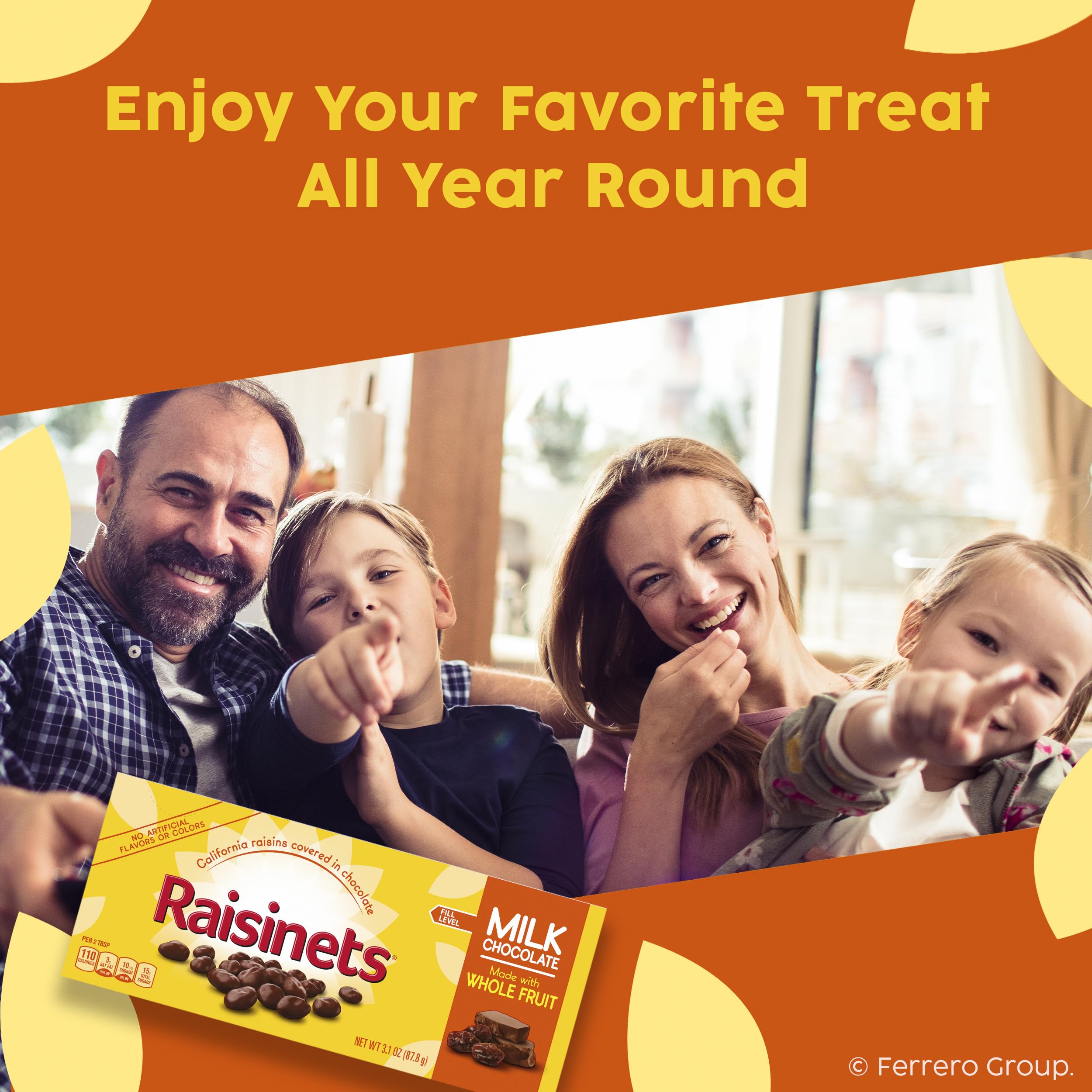 Raisinets seasonal packaging hints at gifts for holidays and Easter baskets.