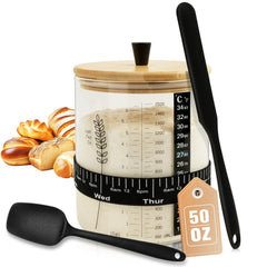 Rakovar 50oz sourdough starter jar with measurement marks for easy feeding
