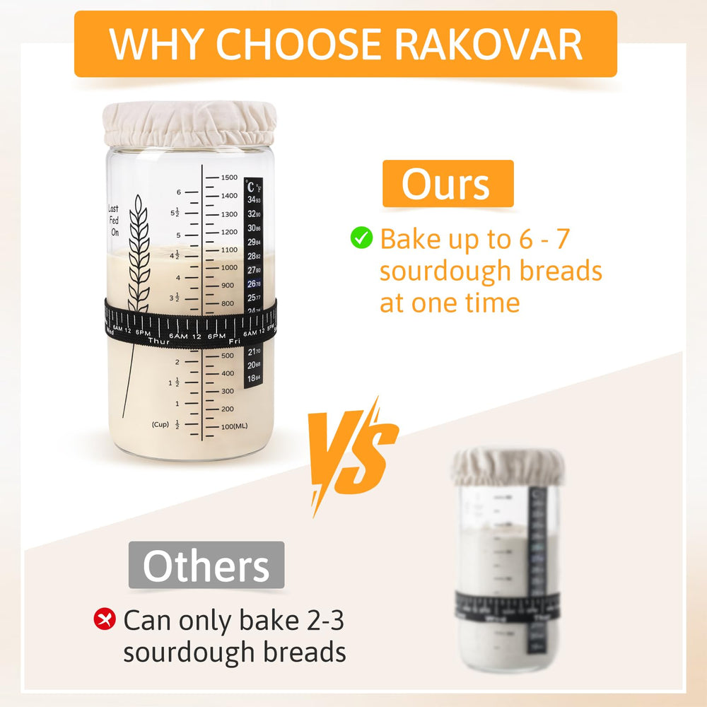 Rakovar sourdough jar clear scale highlighting weight at a glance for precise feeding