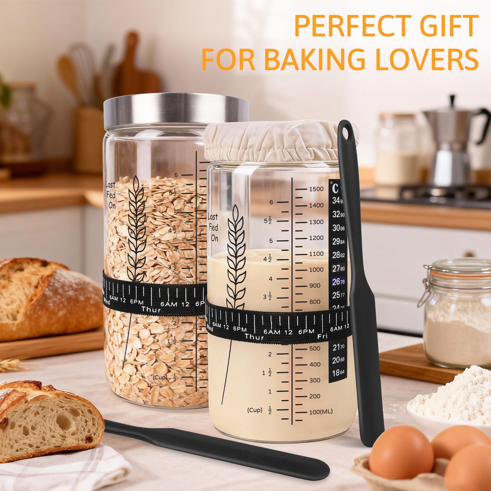 Rakovar sourdough starter jars ready for refrigerator storage and pantry organization