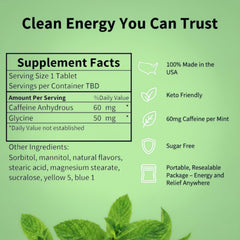 Rally Energy close-up mint reveals texture, implying fast dissolve and minty breath freshening.