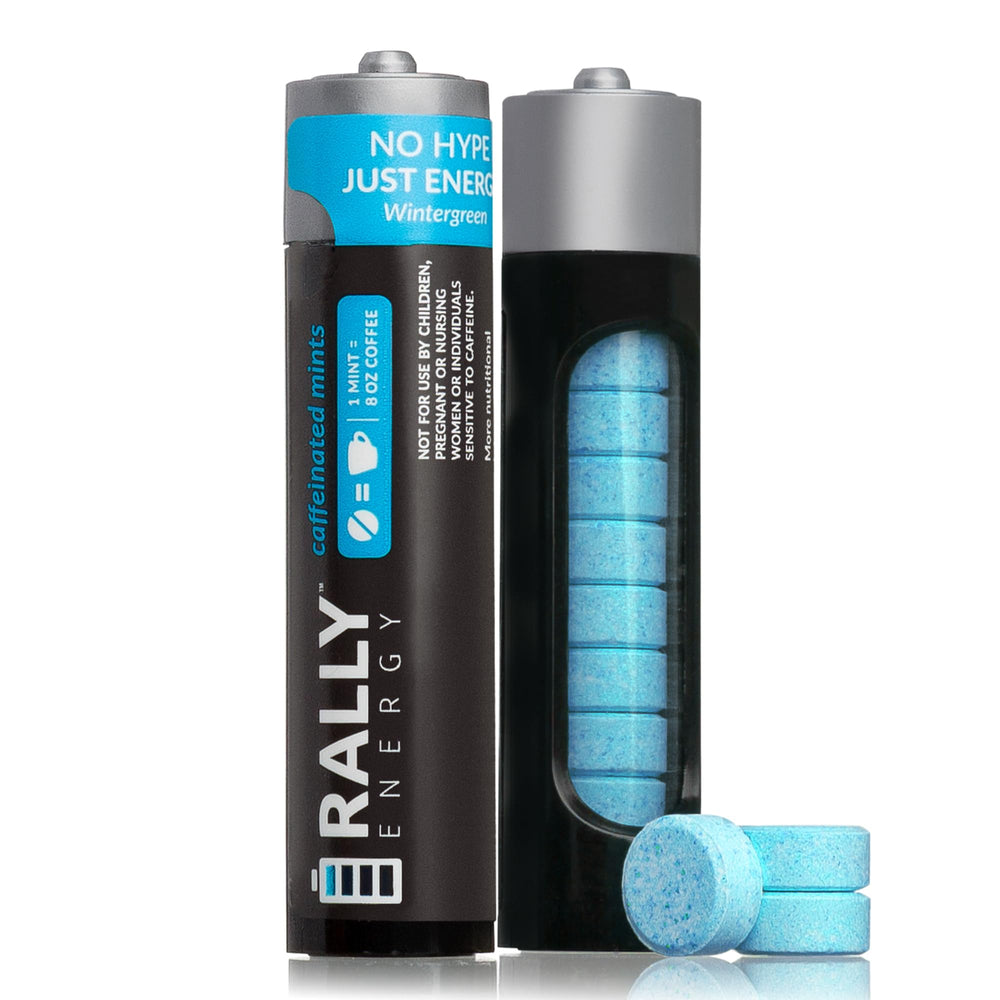 Rally Energy Caffeine Mints pack for quick, sugar-free energy on the go.