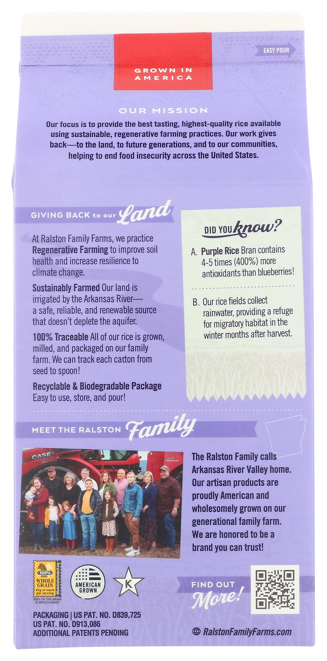 Ralston Purple Rice uncooked grains close-up show rich color.