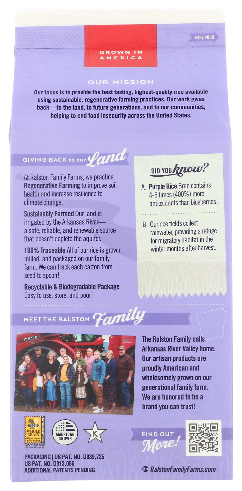 Ralston Purple Rice uncooked grains close-up show rich color.