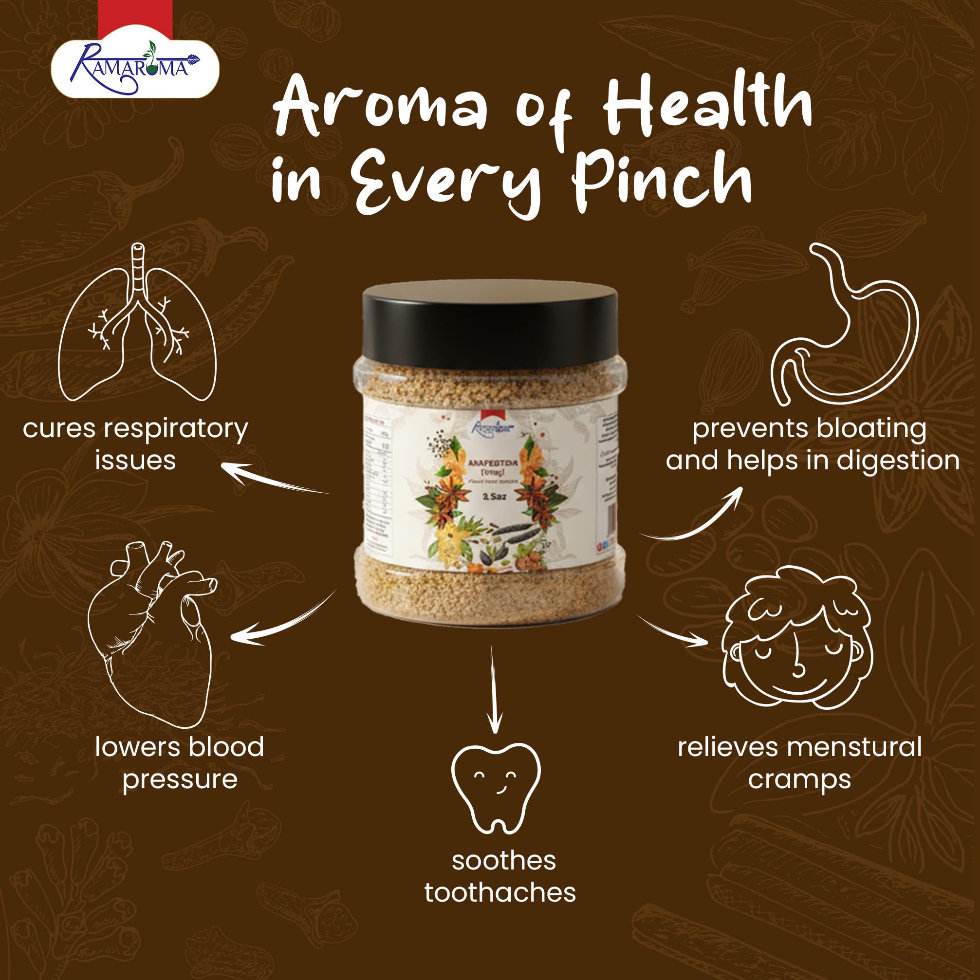 Ramaroma Hing used for digestive-friendly, onion-free cooking
