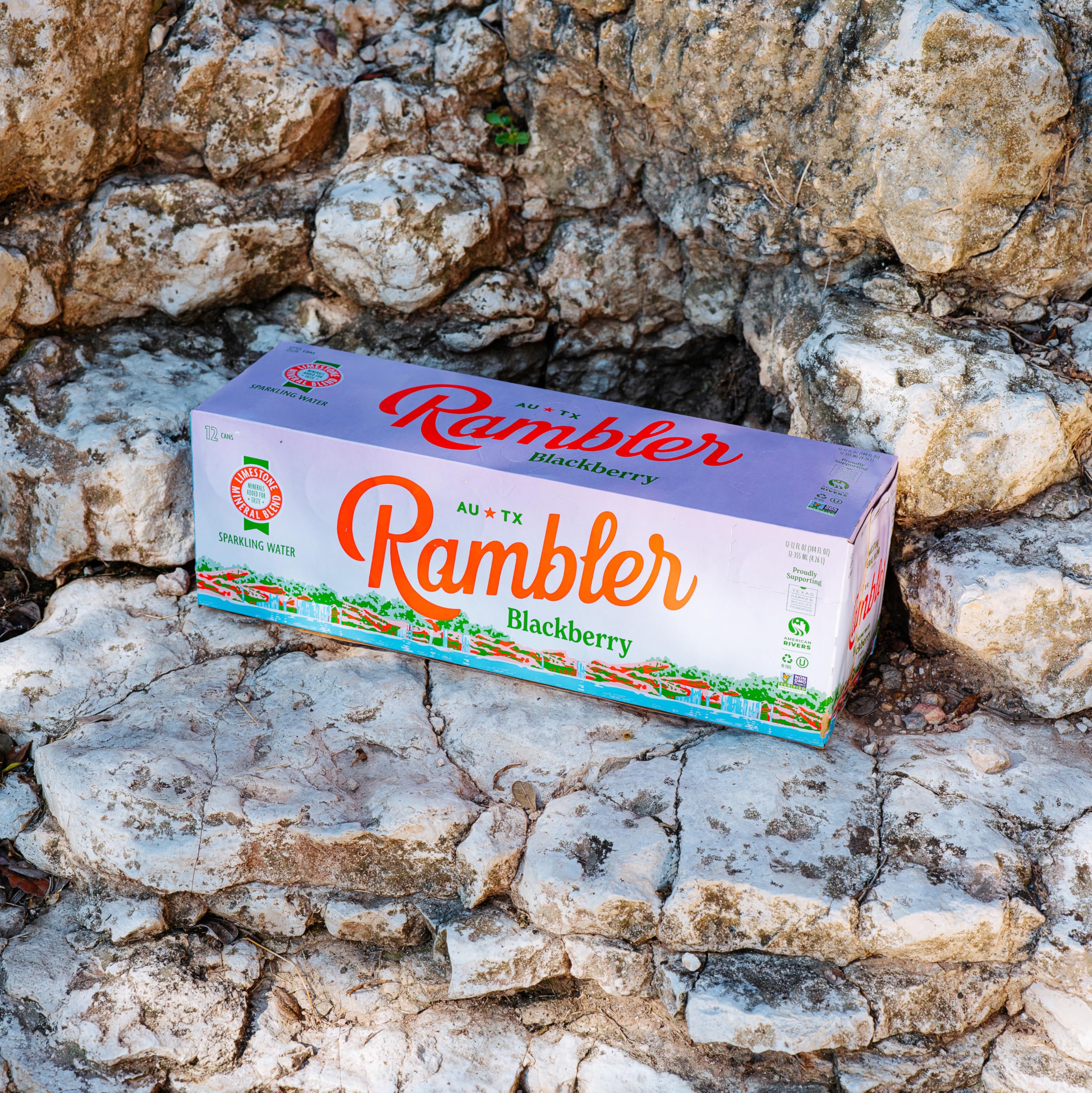 RAMBLER AUTX crystal-clear can label—premium look for everyday use.