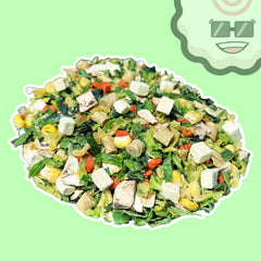Ramen Bae Veggie Mix stirred into boiling water for quick prep