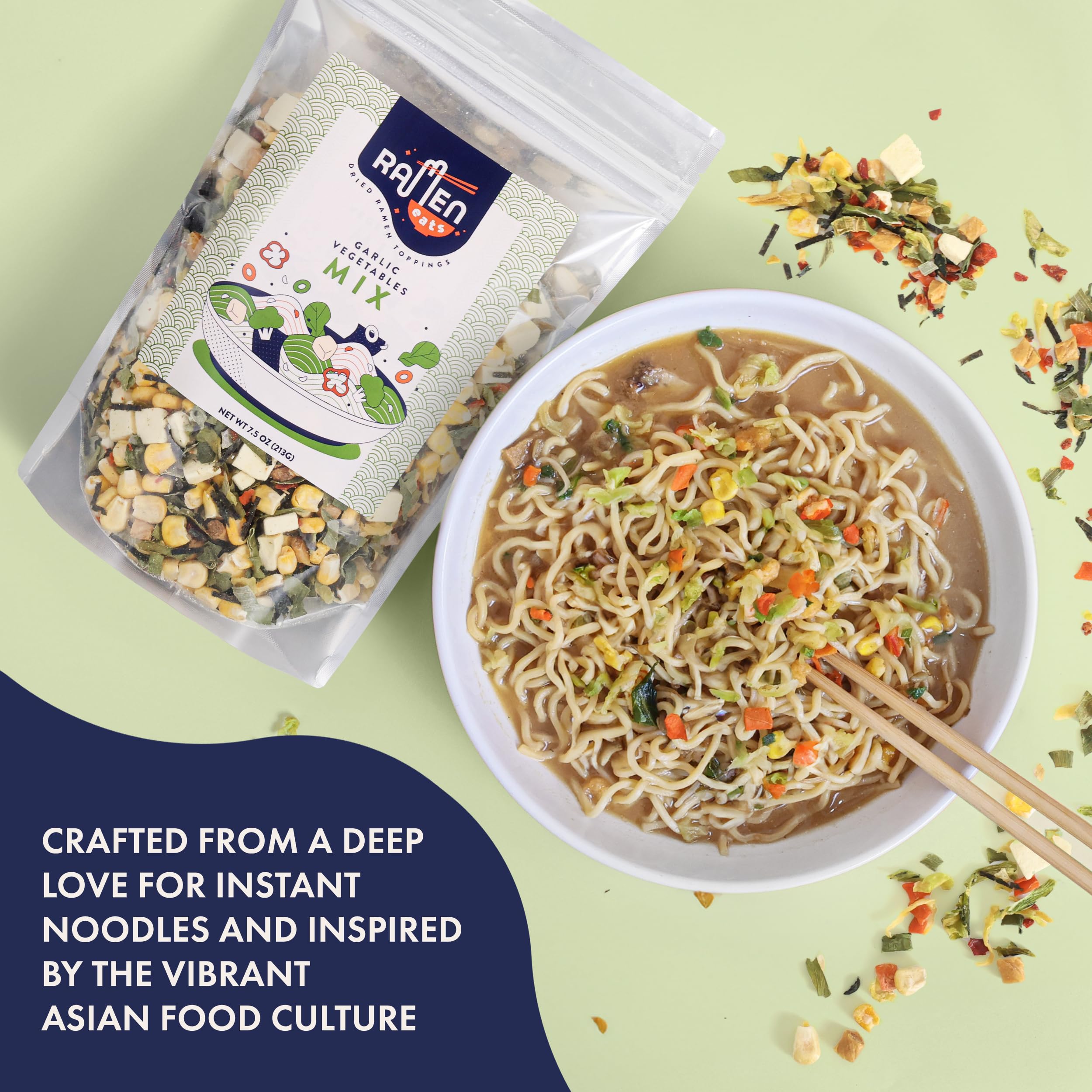 Ramen Eats veggie mix adds texture with no fillers for bowls