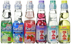 Ramune six-flavor bottle set, ideal for sharing at parties.