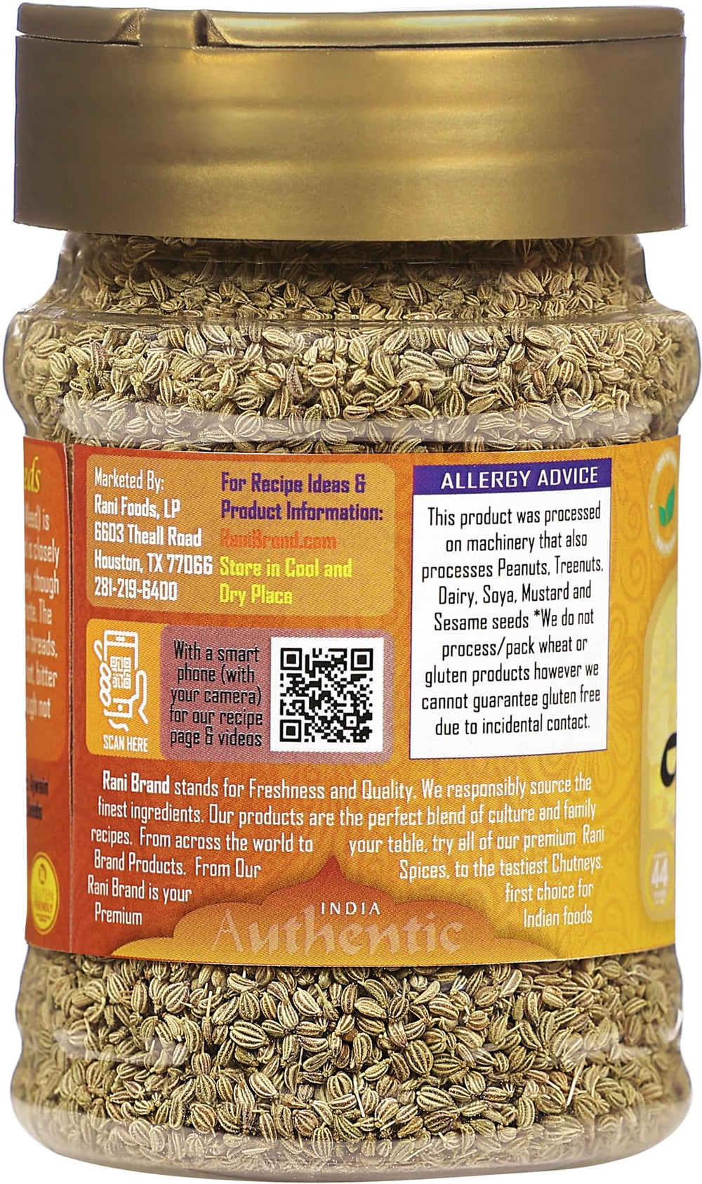Rani Ajwain seeds in a bowl, perfect for tempering lentil dishes.