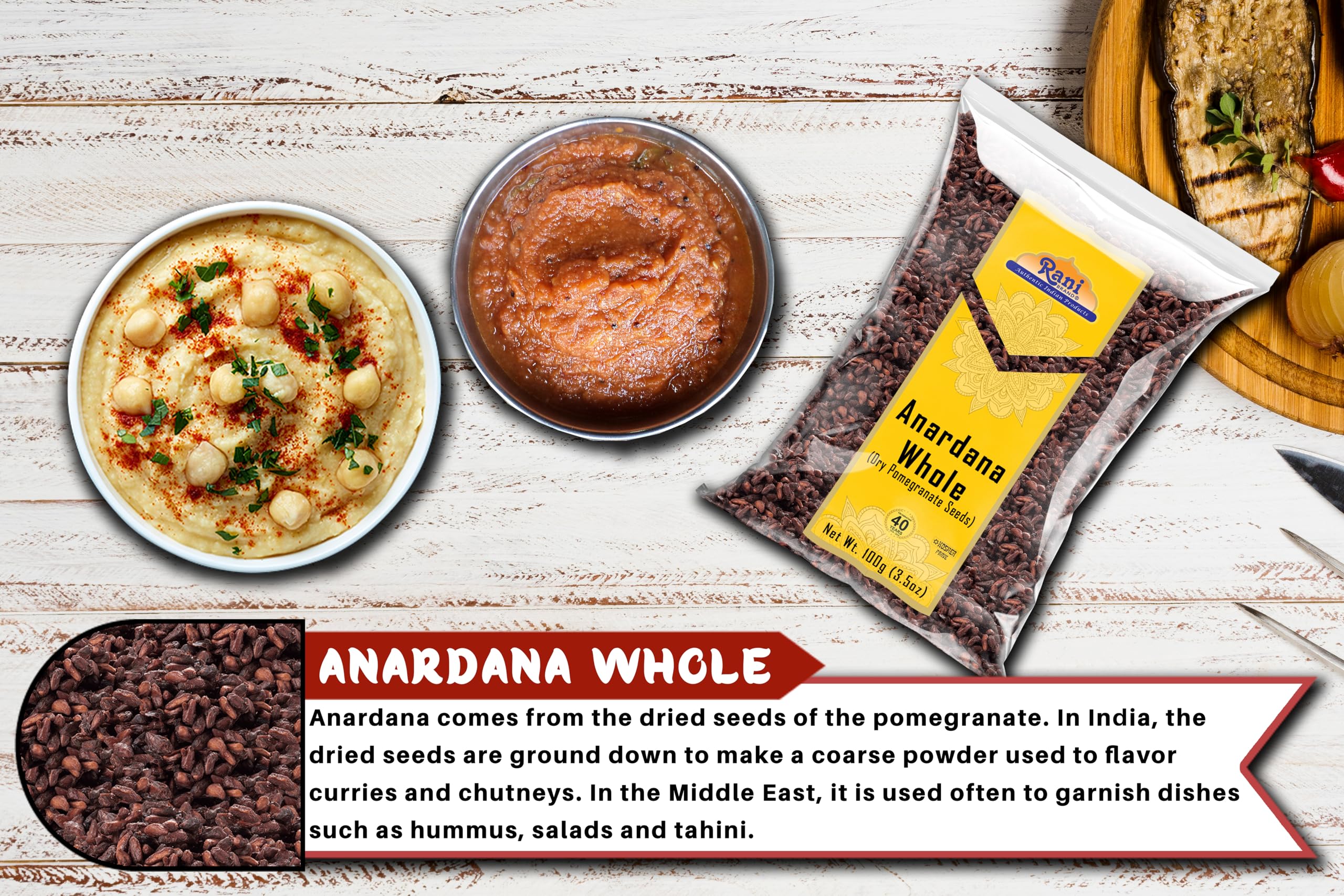 Rani Anardana dry seeds spill highlighting natural texture for spice blends.