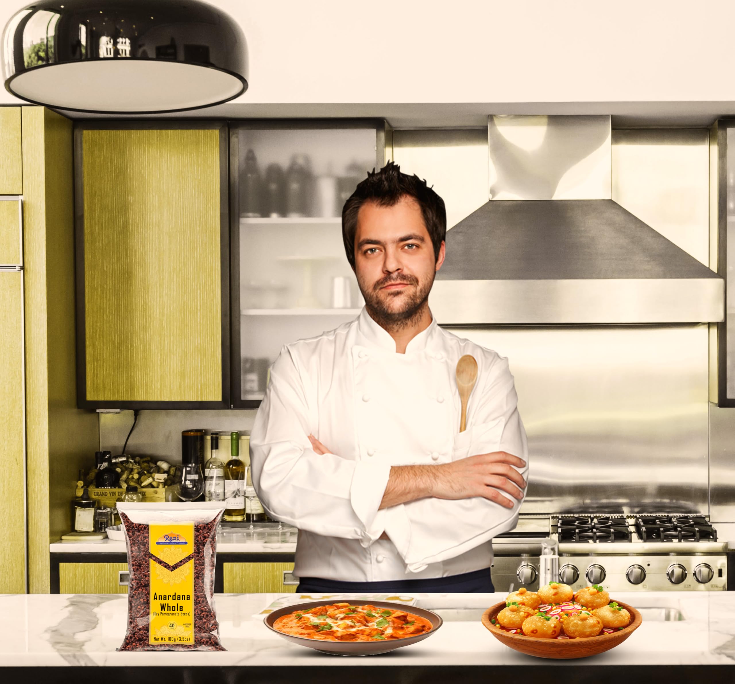 Rani Anardana packaging front communicates pure, non GMO spice quality.