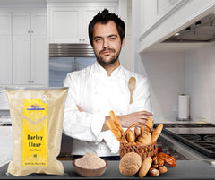 Rani Barley Flour bag in a kitchen scene, authentic Indian product for versatile cooking.