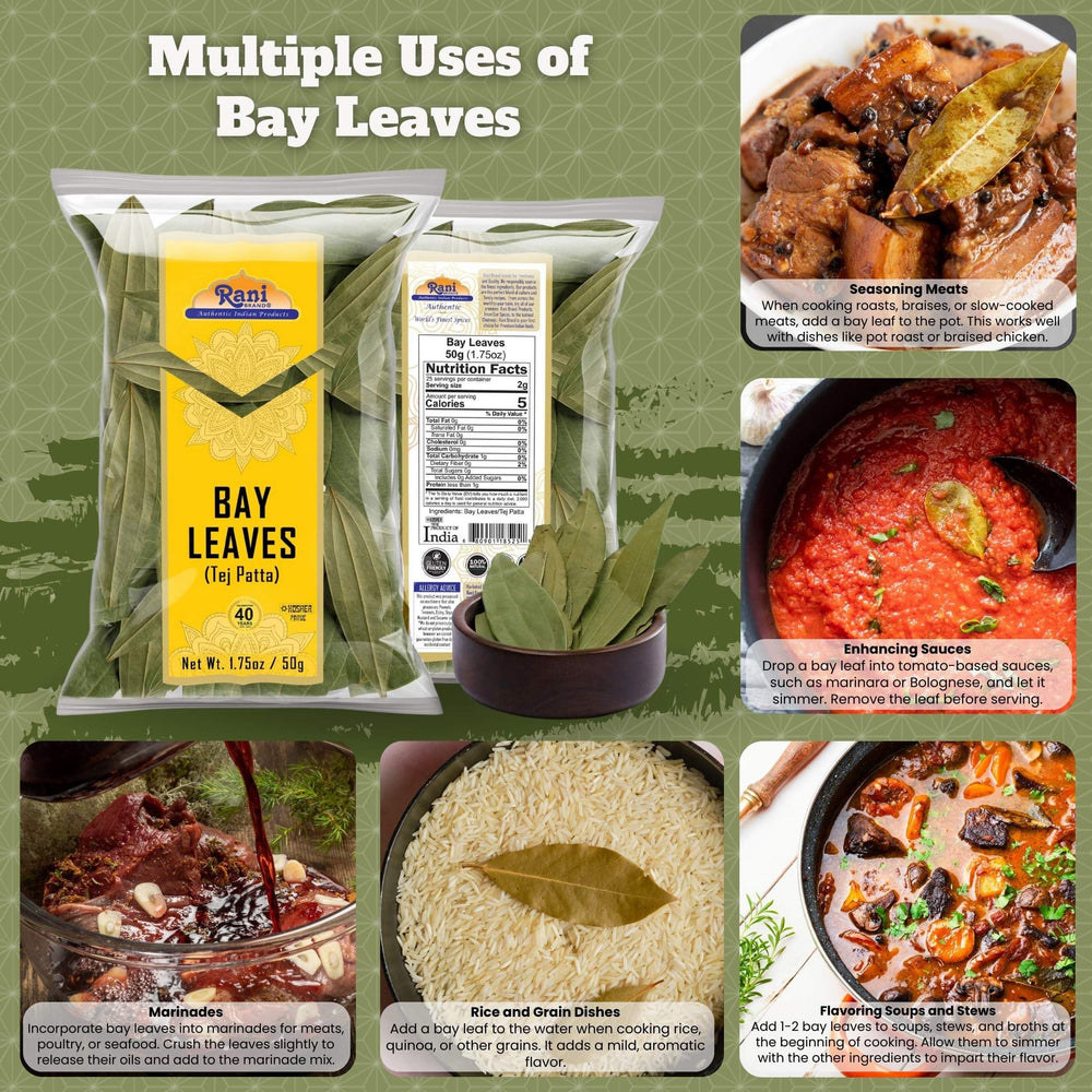 Rani Bay Leaf aroma shot highlights vibrant leaves ready to season soups.