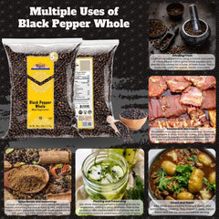 Rani Black Pepper Whole close-up showing premium MG-1 peppercorns.