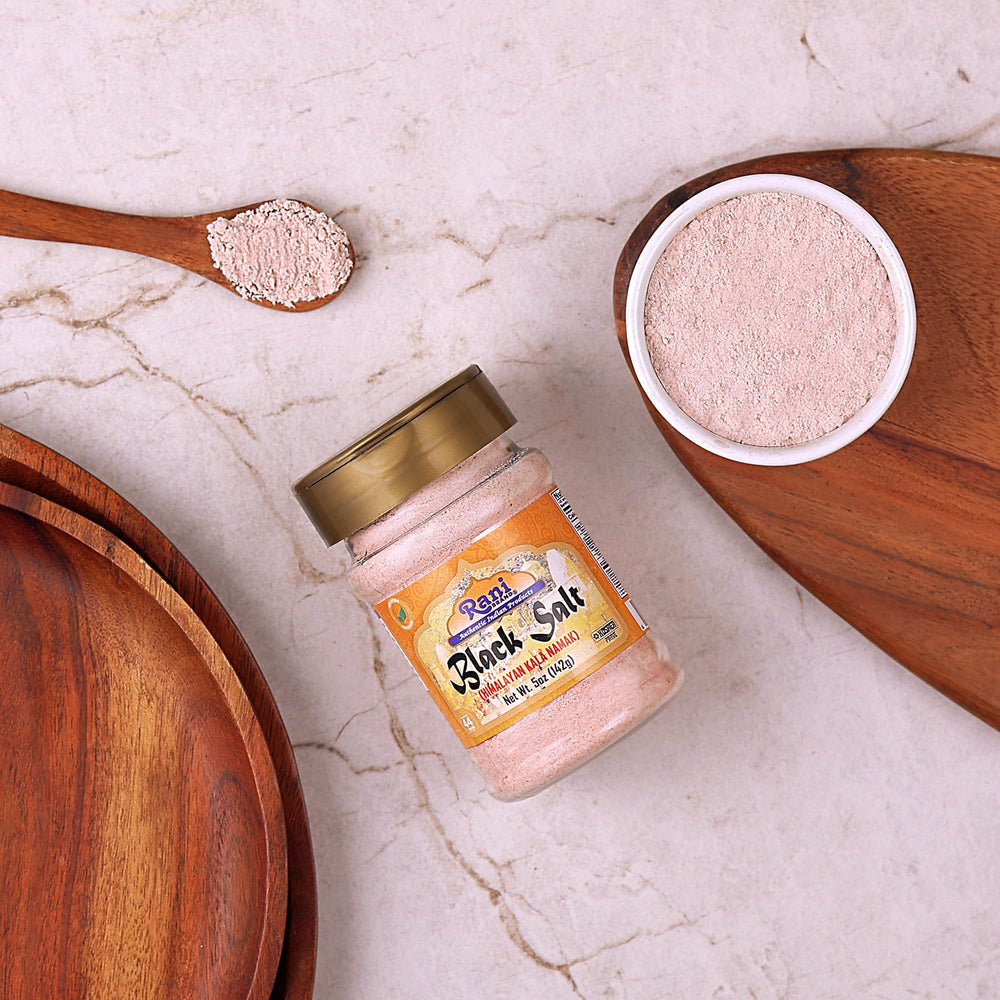 Rani Kala Namak dish ready – enhances egg-free flavors in meals.