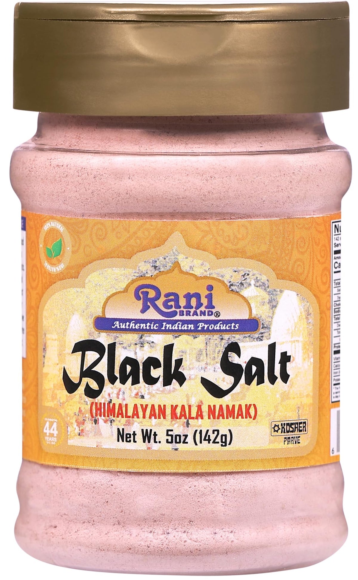 Rani Kala Namak jar front – authentic Indian salt for vegan flavor boost.
