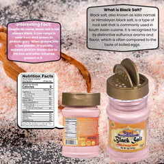 Rani Kala Namak label close-up – mineral-rich seasoning for savory dishes.