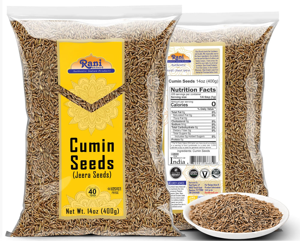 Rani Brand cumin seeds close-up, fresh aroma ideal for tempering dals