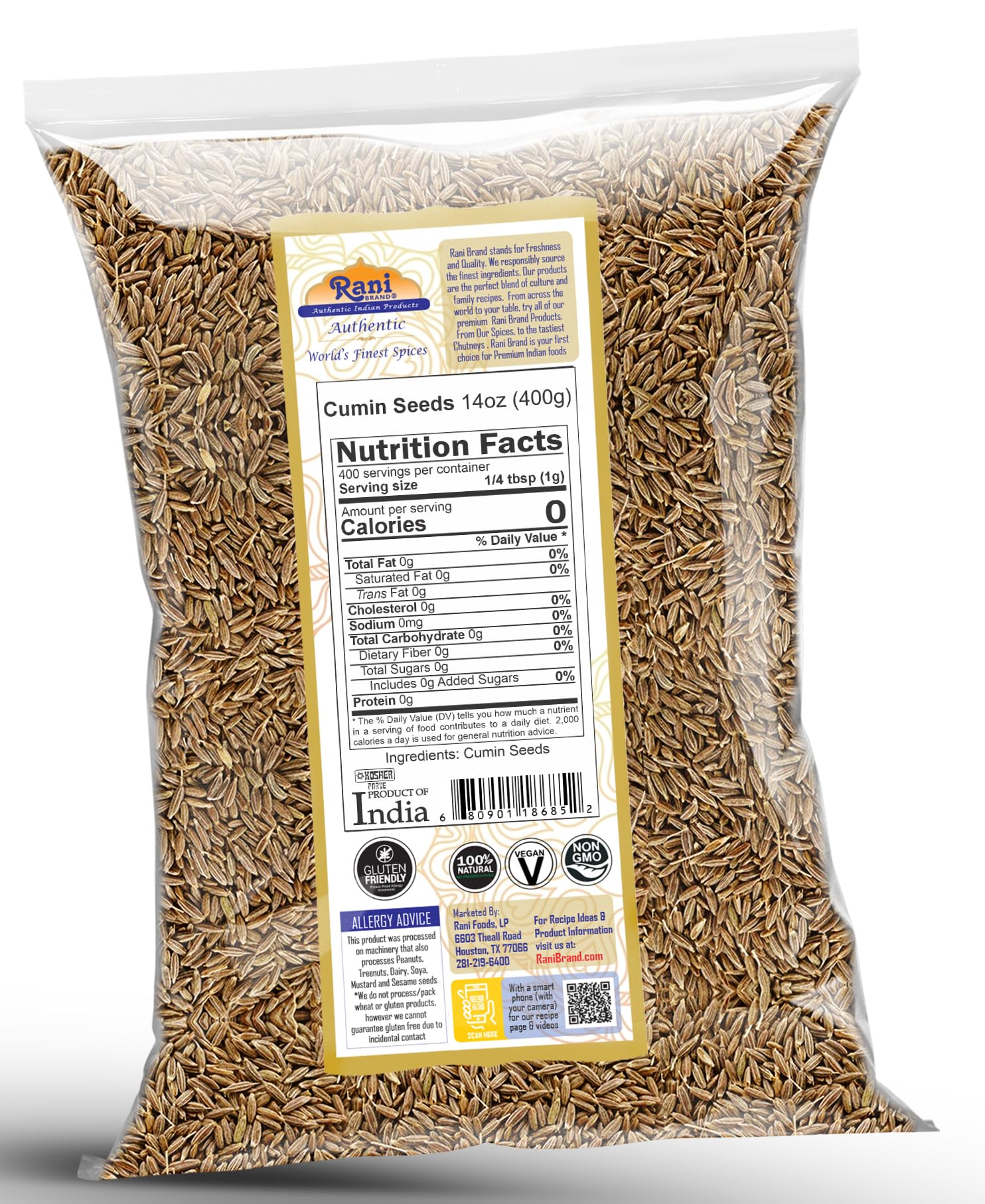 Rani Brand cumin seeds in a jar, premium spices for grinding or toasting