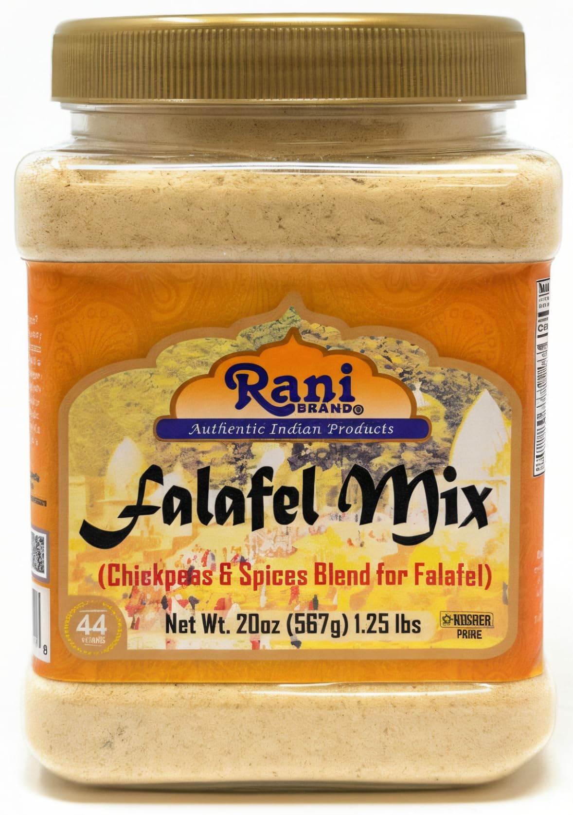Rani Falafel Mix label close-up showing aromatic spice blend.