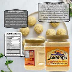 Rani Falafel Mix jar on kitchen counter ready to use.