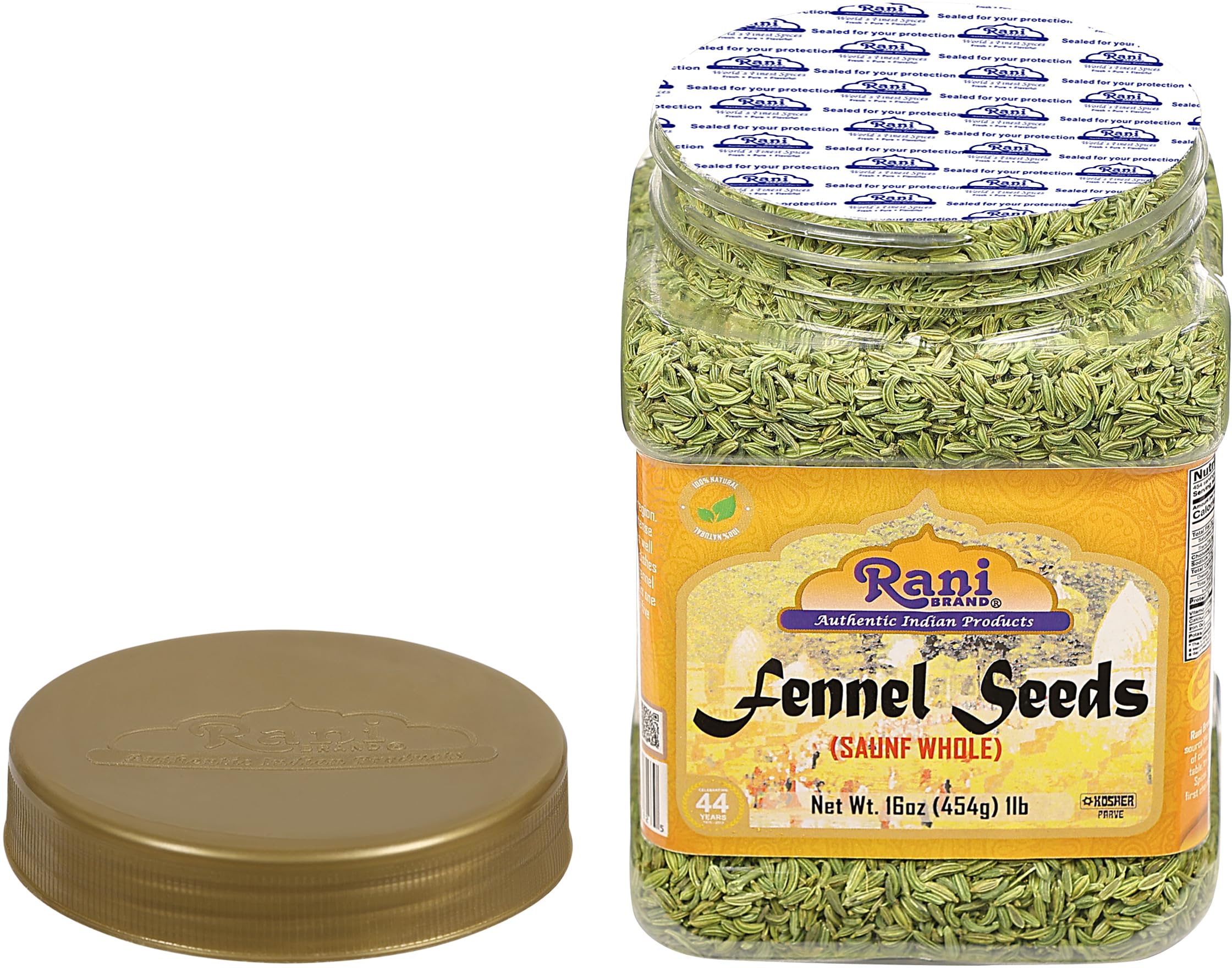 Rani Brand fennel seeds in spoon ready to season dishes