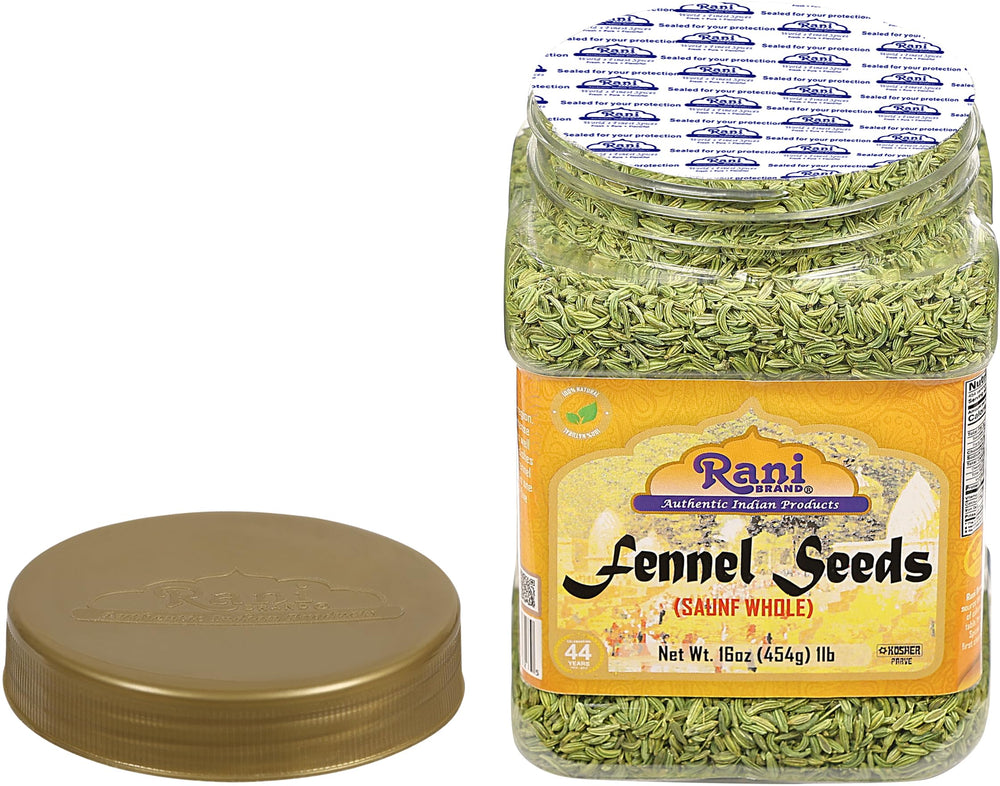 Rani Brand fennel seeds in spoon ready to season dishes