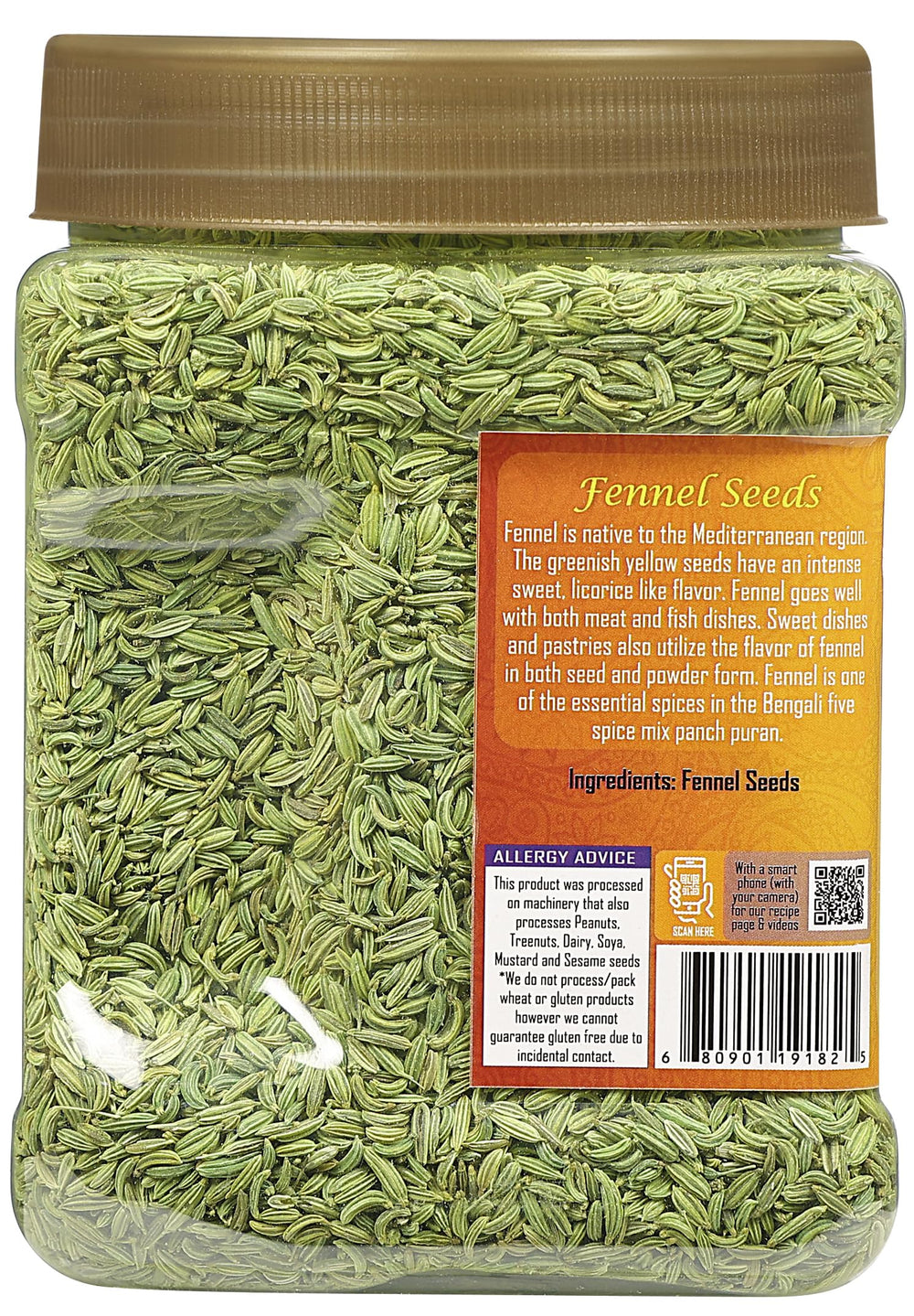 Rani Brand fennel seeds jar on kitchen counter with label visible