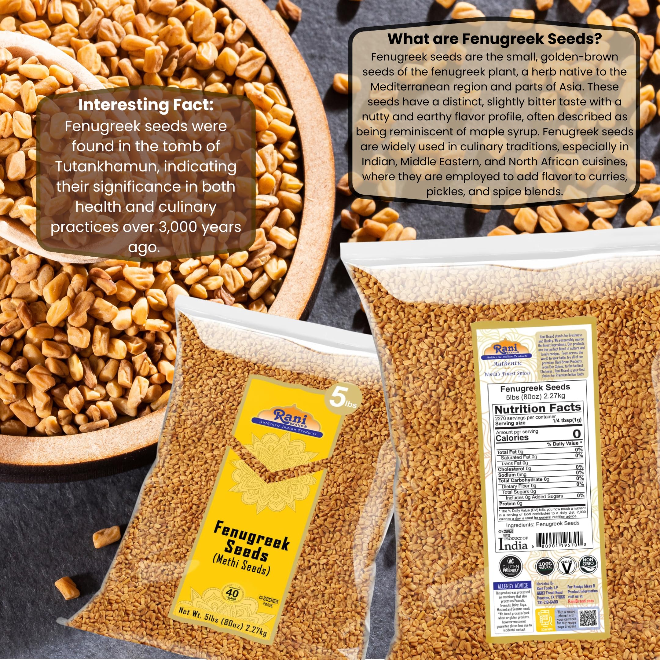 Rani Fenugreek seeds in cooking dish enhancing curry flavors.