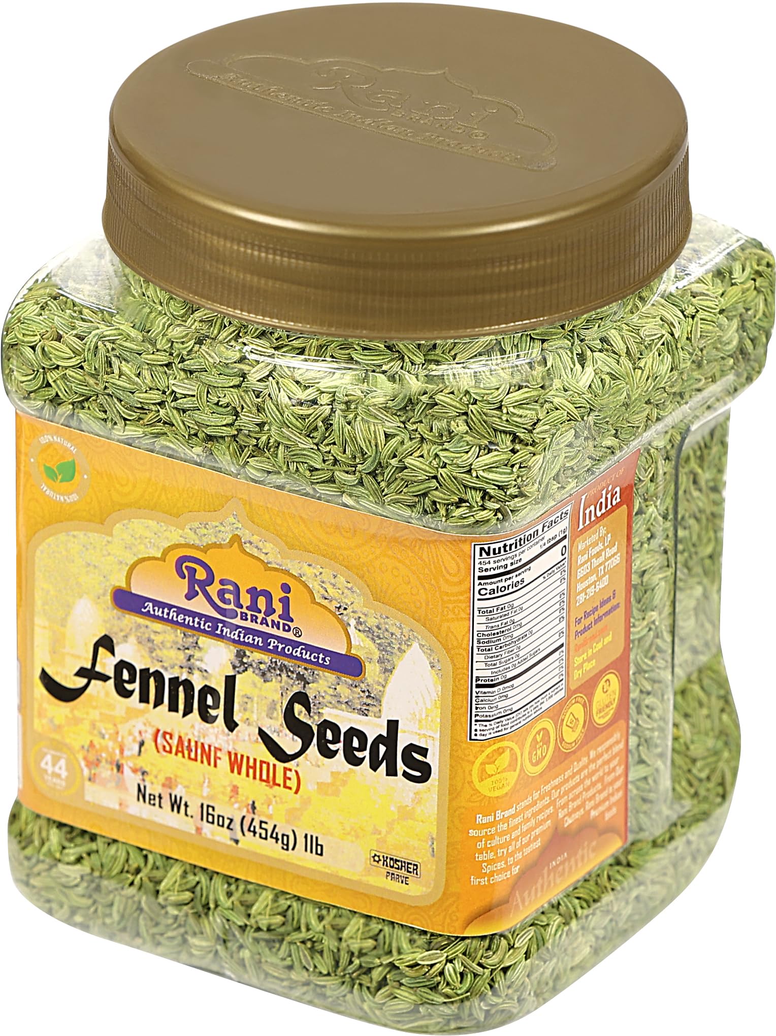 Rani Brand indian-origin spice packaging for pantry storage