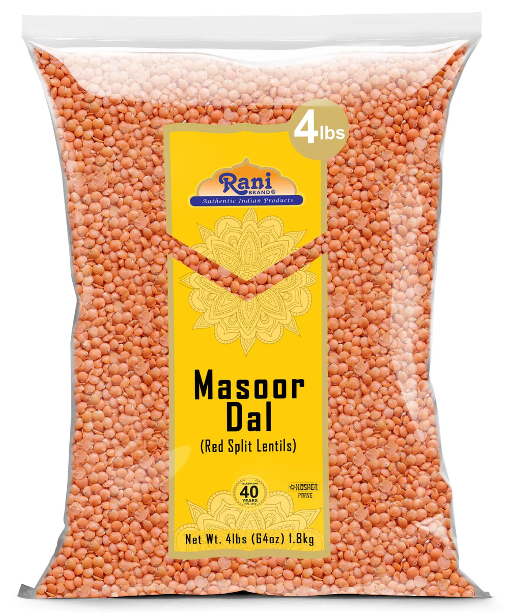 The Rani Brand Masoor Dal bulk 4lb bag ready for pantry storage and meal prep.