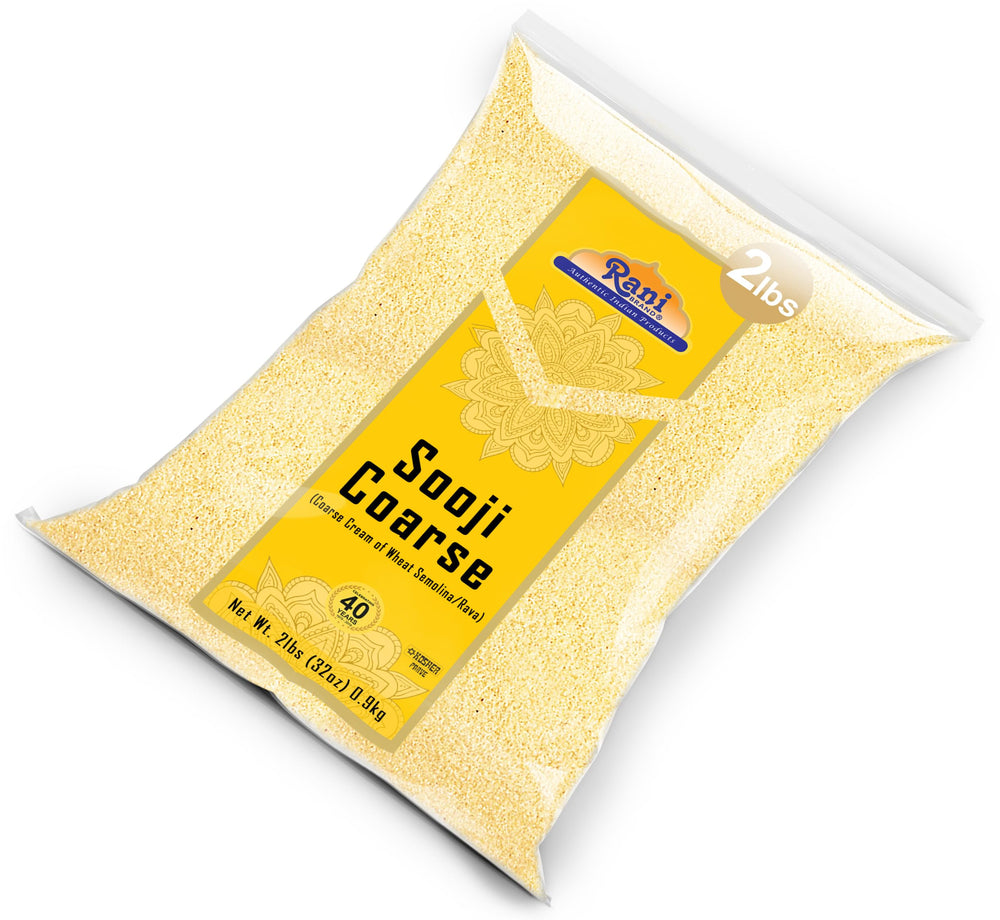 Rani Sooji Coarse semolina used for pasta dough close-up.