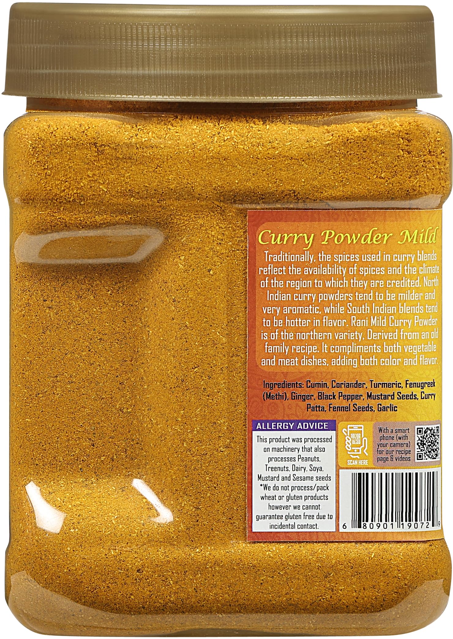 Rani Brand spices shown in a home kitchen setup.