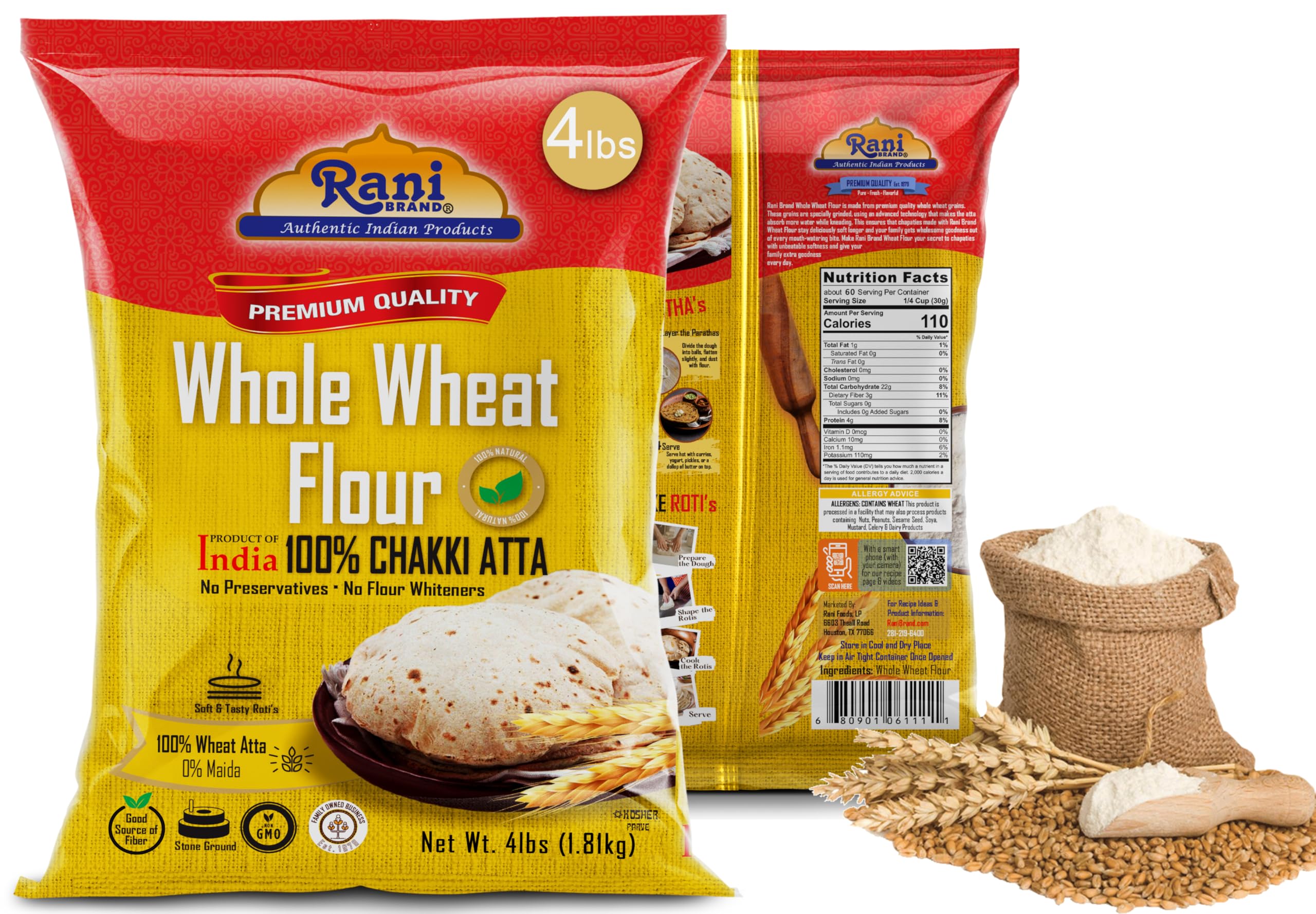 Rani Chapati Flour roti sizzling on a hot tawa