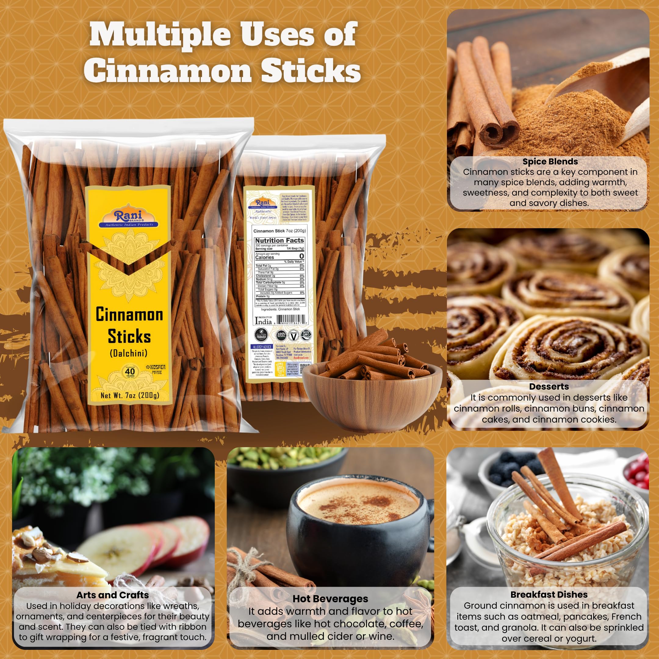Rani Cinnamon Sticks 3-inch length enhance simmering stews