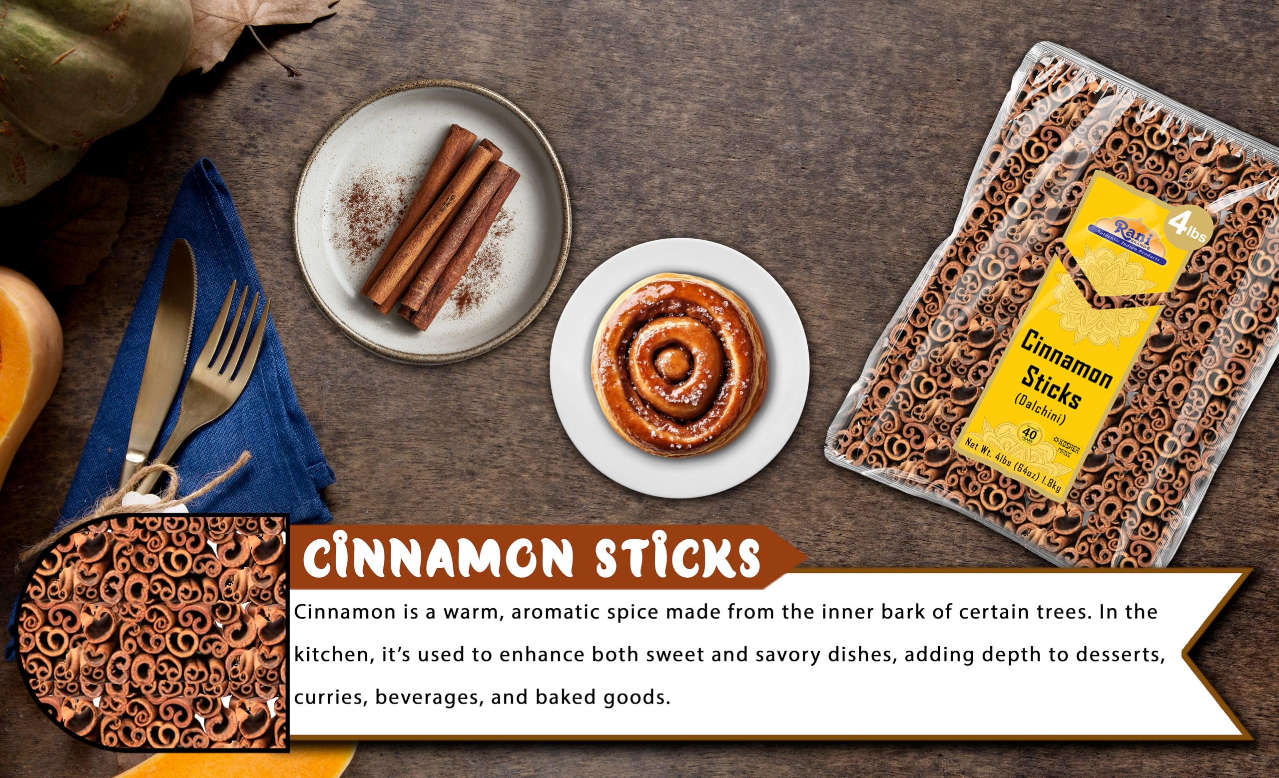 Rani Cinnamon Sticks Kosher certified for quality and dietary compliance.
