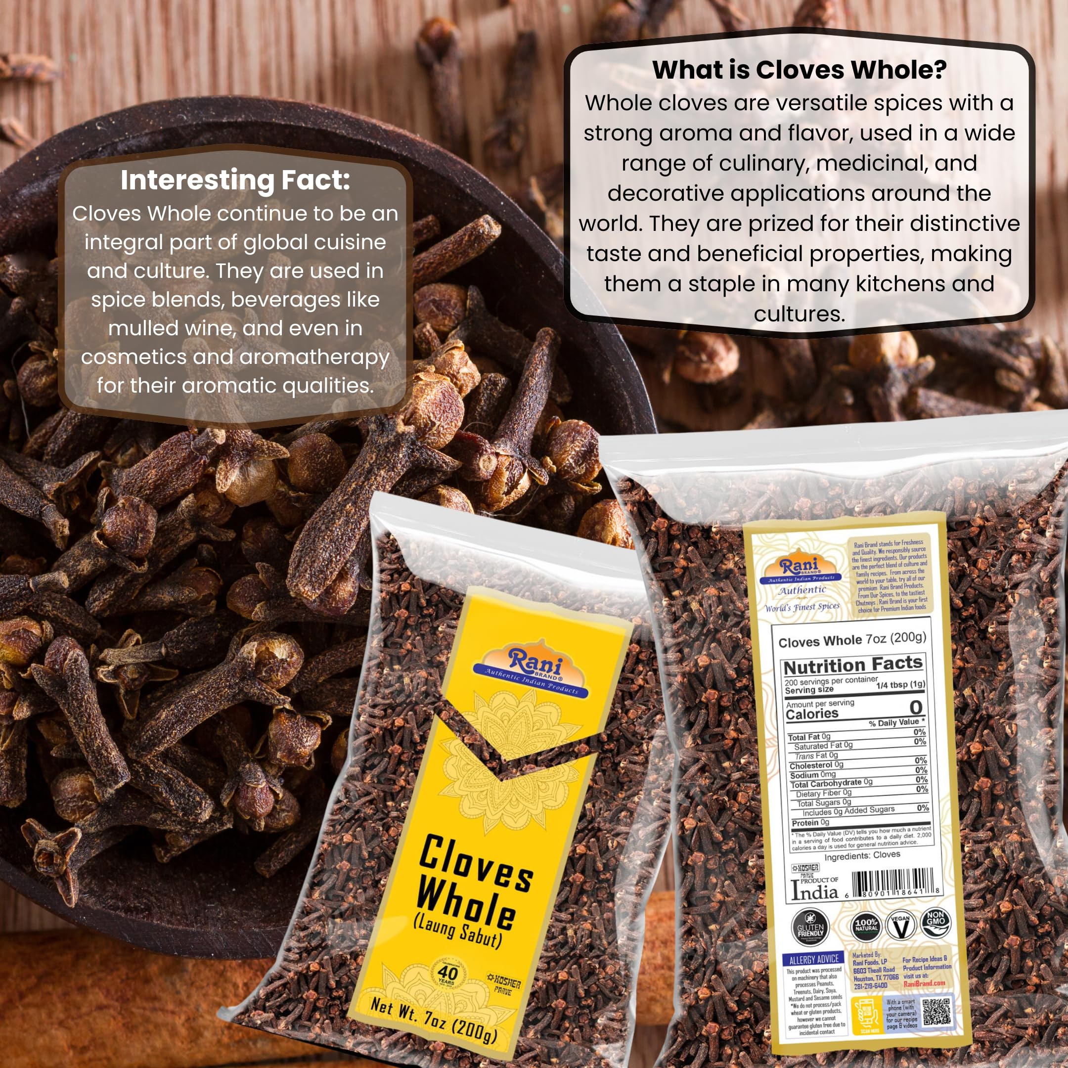 Rani Cloves Whole packaging 200g, premium Indian spice for your pantry.