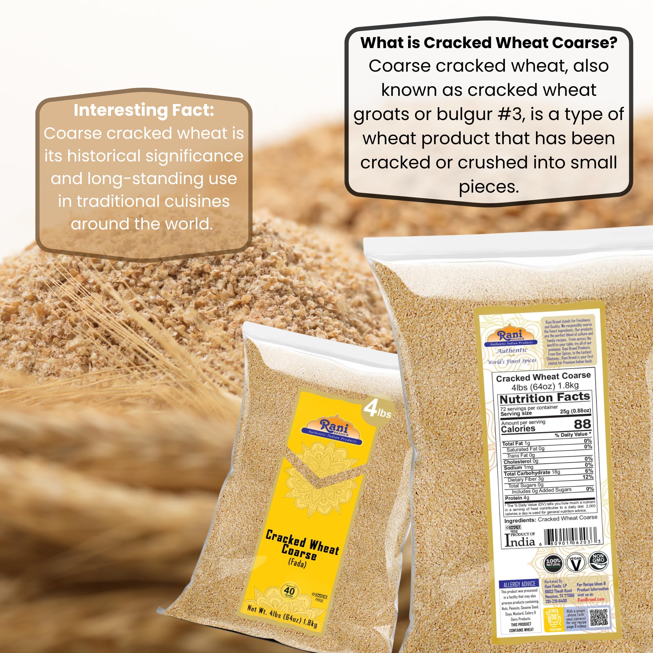 Rani cooked wheat close-up showcases inviting nutty scent and texture