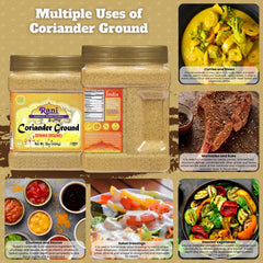 Rani coriander powder jar label, showcasing vegan non-GMO spice for everyday cooking.