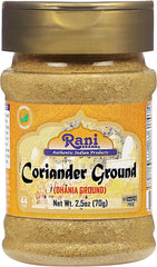 Rani Coriander Ground Powder in a clear jar, fresh aroma for everyday cooking.