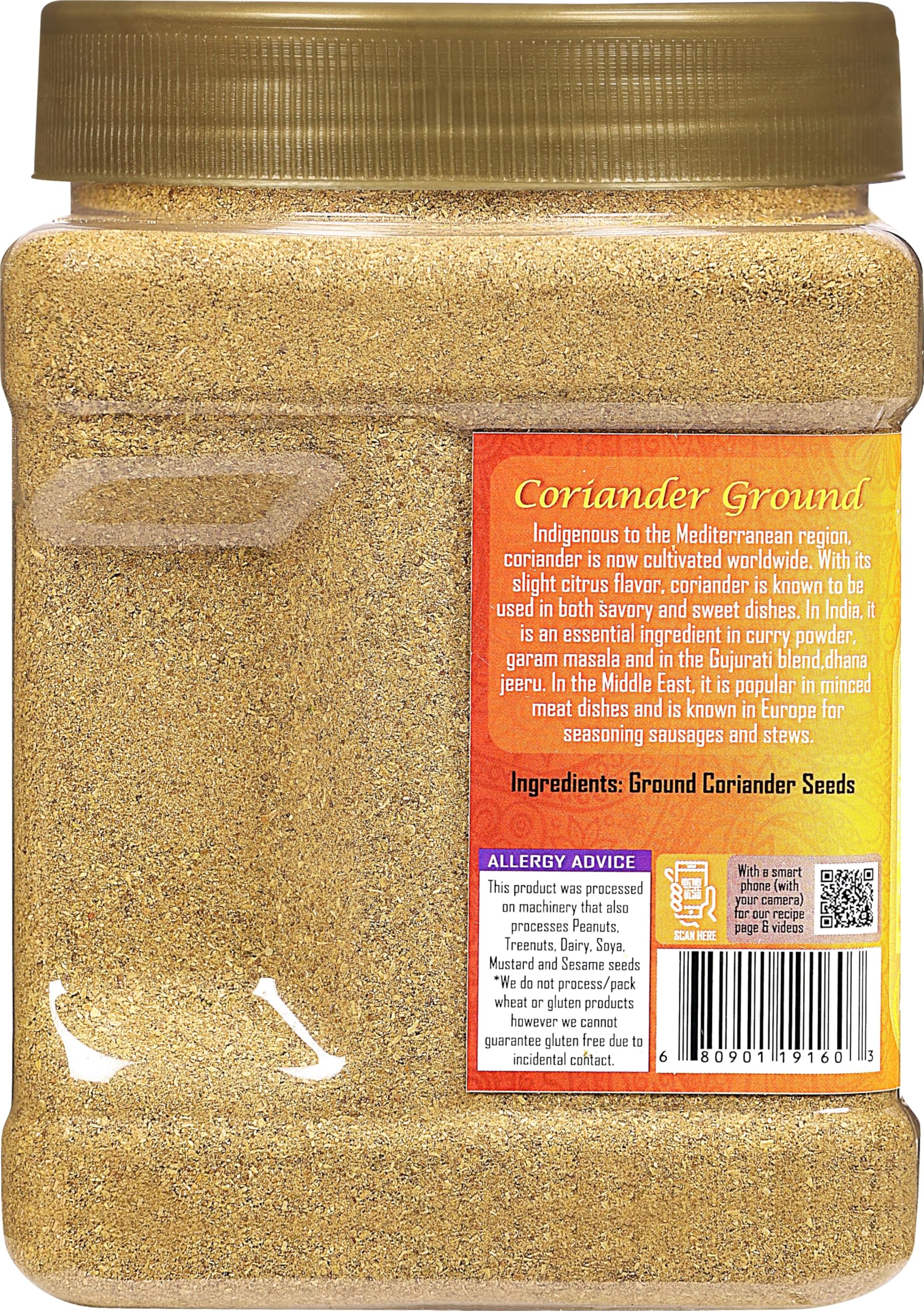 Rani brand spice rack with coriander powder, convenient 14oz package for kitchen staples.