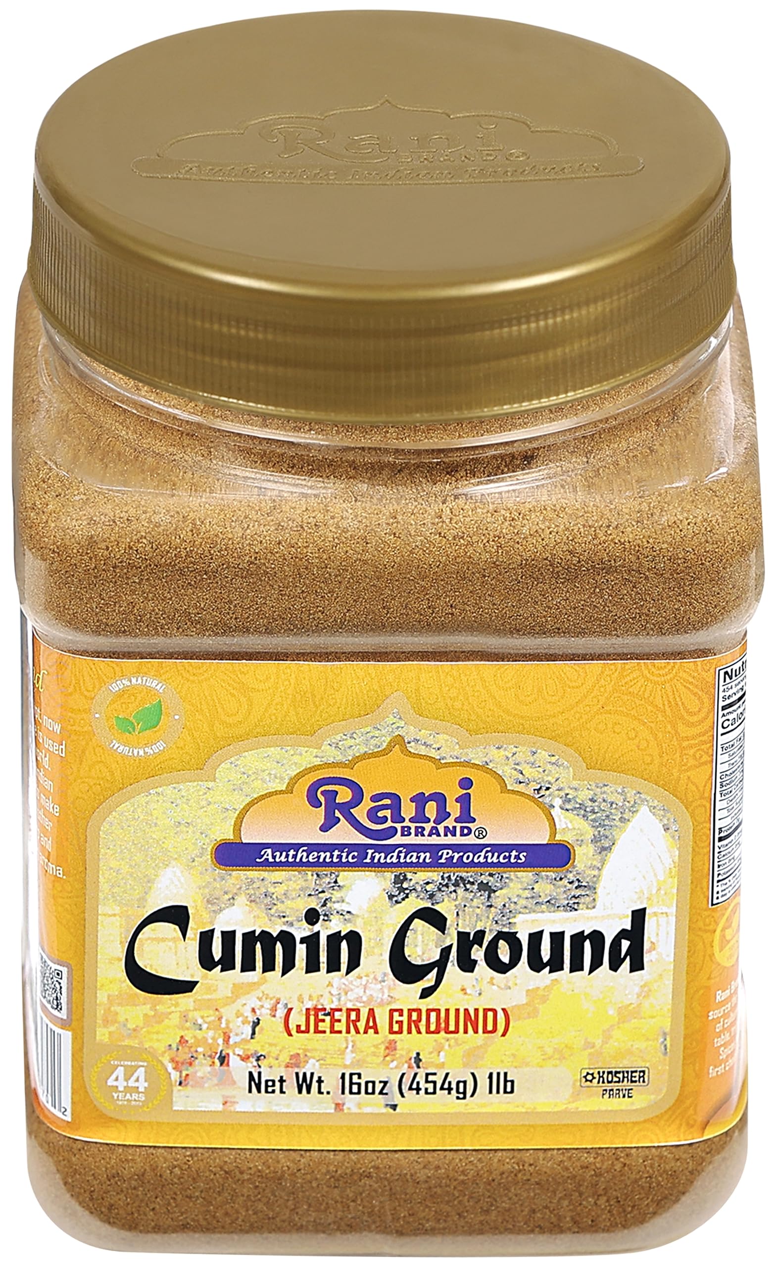 Rani Cumin Powder ingredients panel, 100% natural and gluten friendly