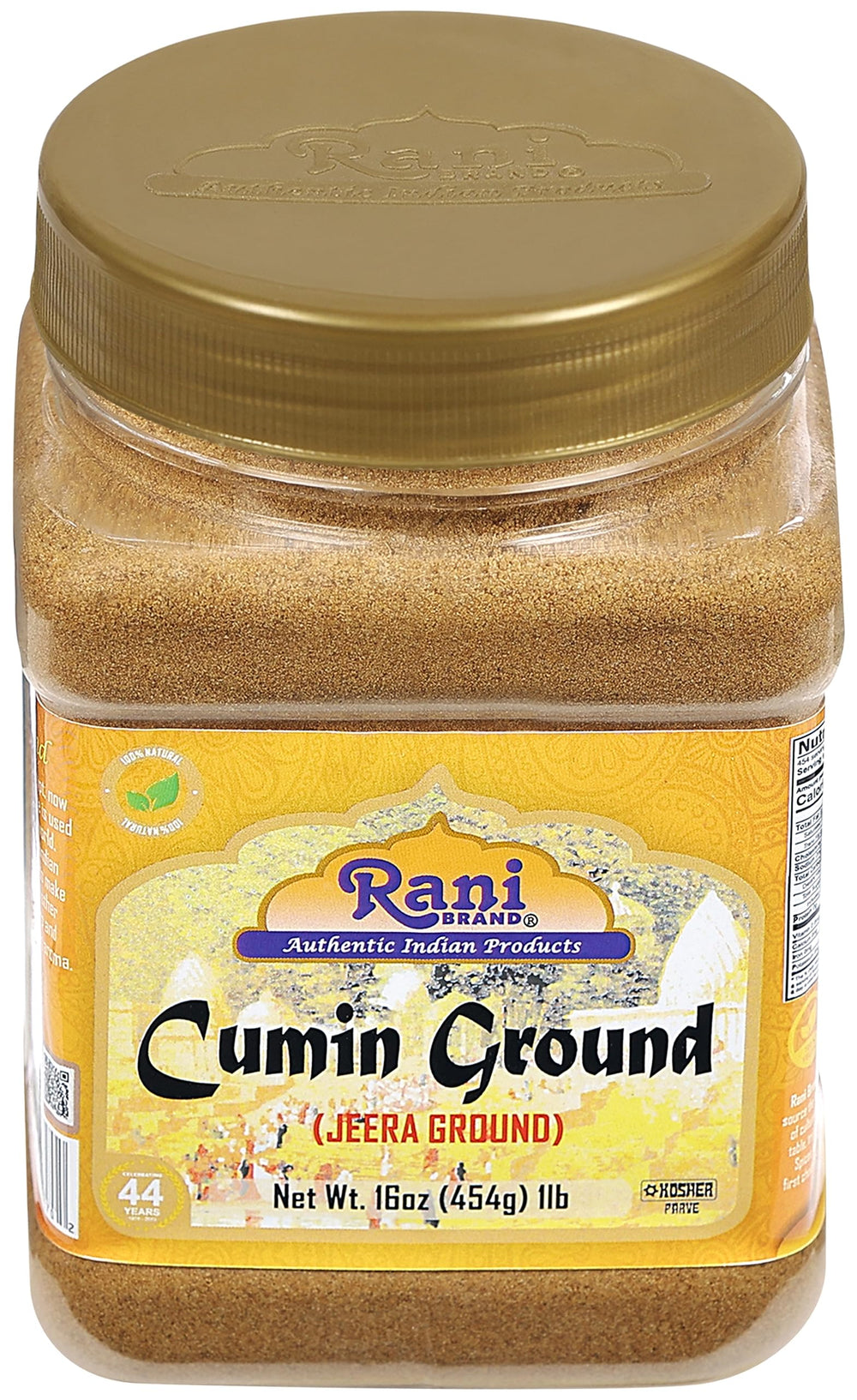 Rani Cumin Powder ingredients panel, 100% natural and gluten friendly