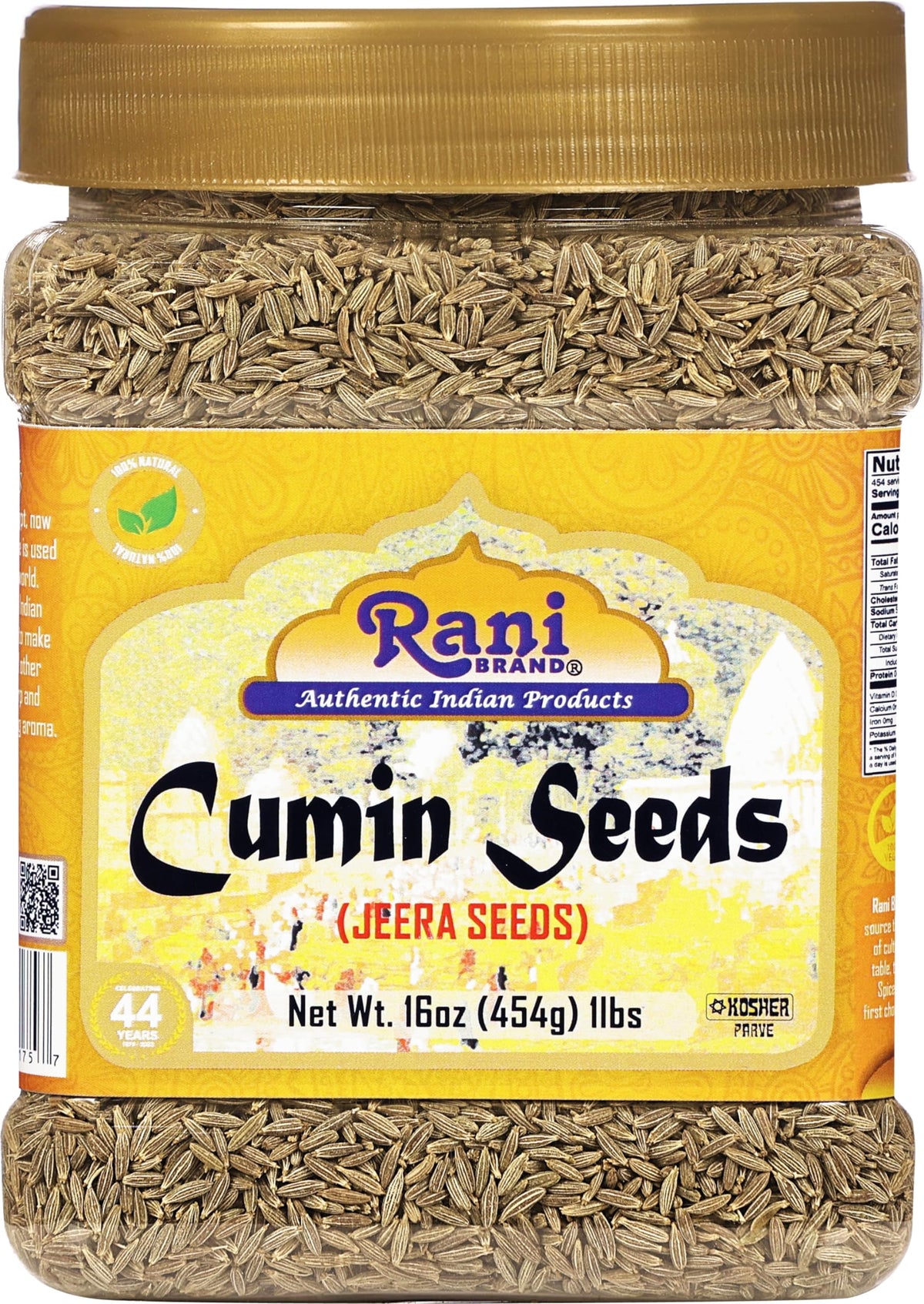 Rani Cumin Seeds Whole Jeera in jarShowcasing authentic Indian spice quality.