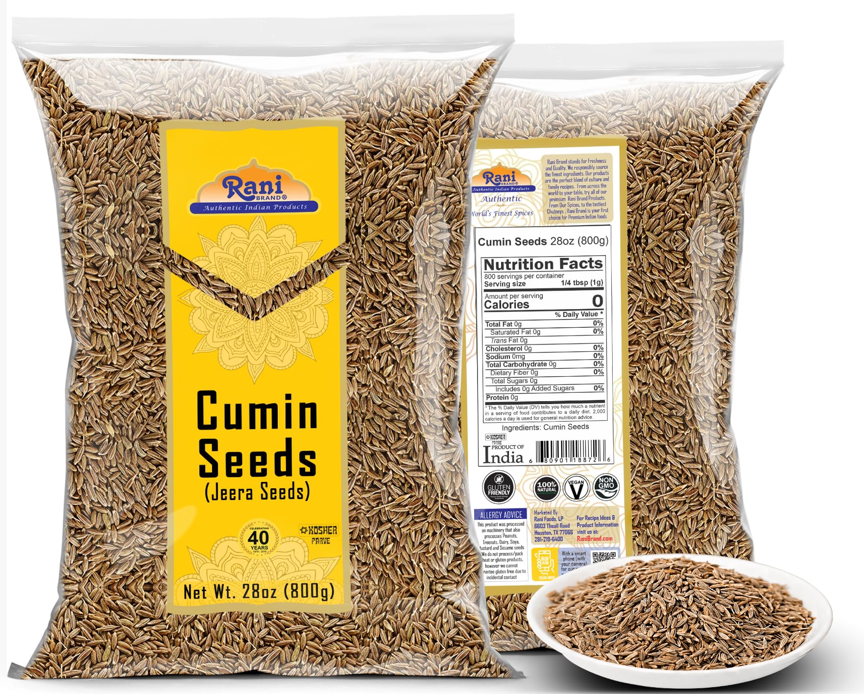 Rani Cumin Seeds Whole Jeera Kosher, vegan, gluten-friendly